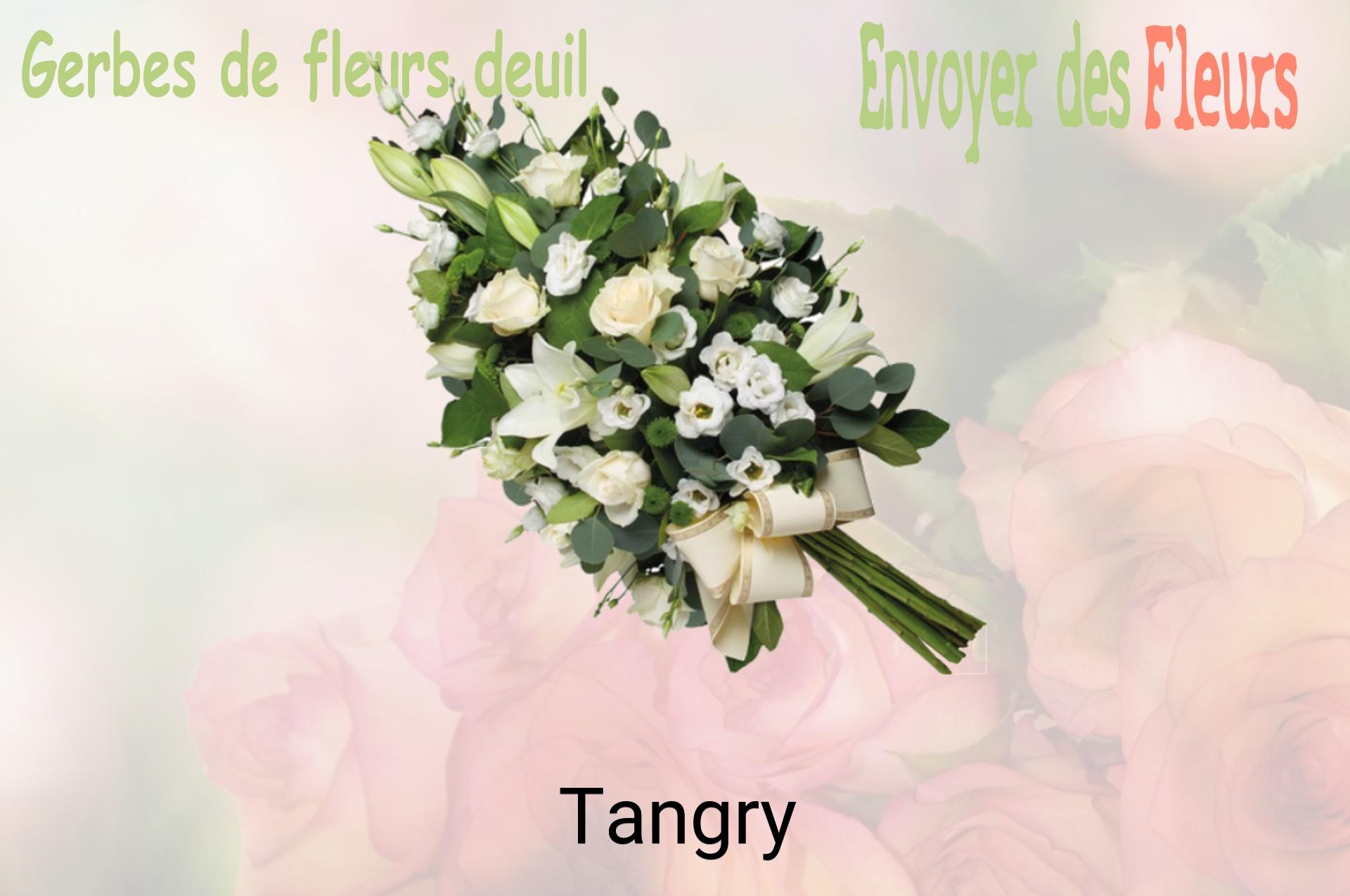 Gerbe de fleurs de deuil livrée à Tangry